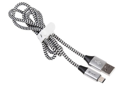 Tracer Kabel USB 2.0 Type-C A męski - C męski 1,0m czarno-srebrny