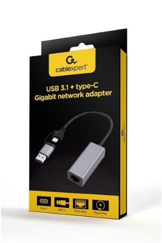 Gembird Karta sieciowa USB 3.1 USB-A/USB-C Gigabit