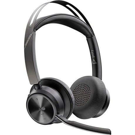 POLY Zestaw słuchawkowy Voyager Focus 2 certyfikatem Microsoft Teams USB-C-C z podstawką ładującą, przejściówka USB-C/A 9T9J6AA