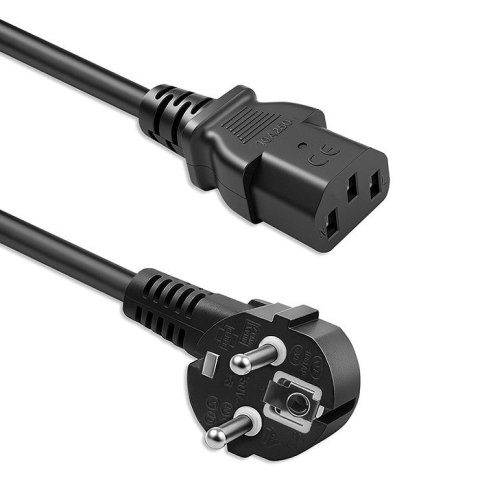 Qoltec Kabel zasilający wtyczka kątowa SCHUKO CEE 7/7 (E/F) IEC C13 3x1.0mm2 Czysta miedź Cu 5m