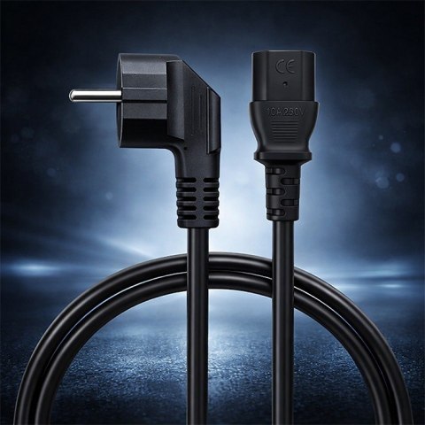 Qoltec Kabel zasilający wtyczka kątowa SCHUKO CEE 7/7 (E/F) IEC C13 3x1.0mm2 Czysta miedź Cu 5m