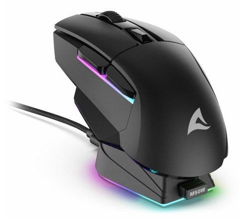 Sharkoon Mysz optyczna RGB Skiller SGM50W czarna + stacja