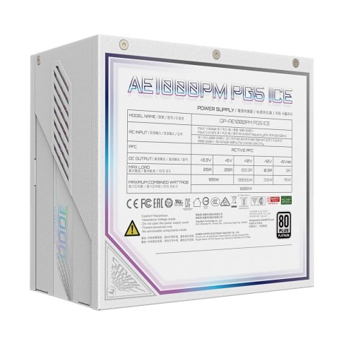 Gigabyte Zasilacz Gigabyte AORUS ELITE P1000W 80+ Platinum Modular PCIe 5.0 ICE (GP-AE1000PM PG5 ICE)