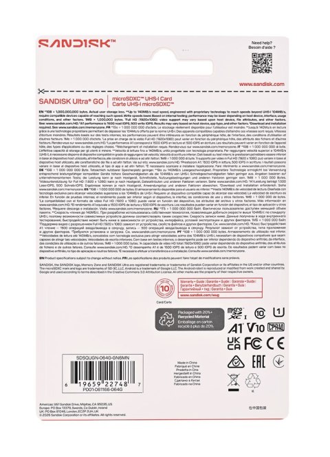 SanDisk Sandisk Ultra Go microSD UHS-I 64GB MicroSD 140MB/s(R)