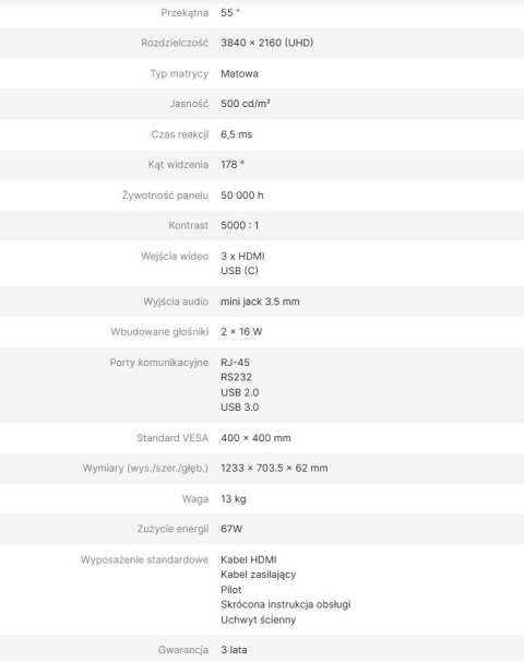 AVTEK Monitor informacyjny Avtek DS2 55