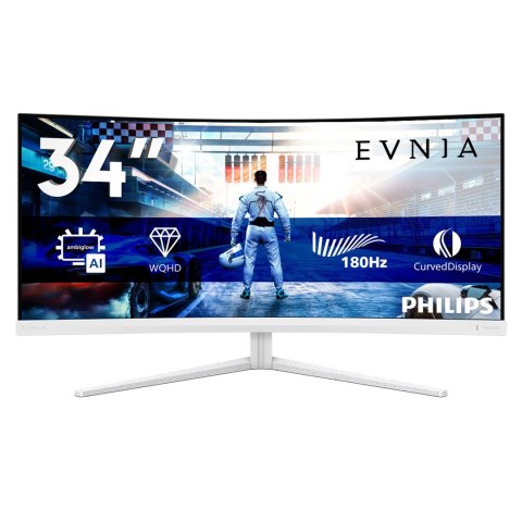 Philips Philips 34M2C5501A/00 monitor komputerowy 86,4 cm (34") 3440 x 1440 px Wide Quad HD LCD Biały