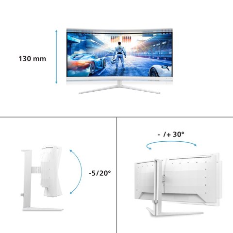 Philips Philips 34M2C5501A/00 monitor komputerowy 86,4 cm (34") 3440 x 1440 px Wide Quad HD LCD Biały