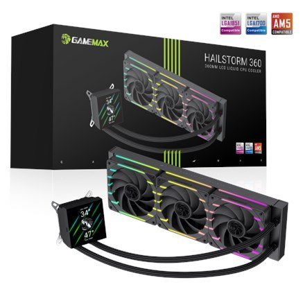 No name Gamemax CPU Liquid Cooler | HAILSTORM 360 LCD BK | Black