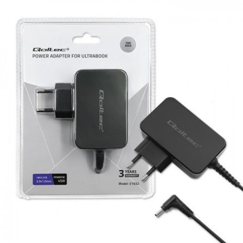 Qoltec QOLTEC ZASILACZ DO ULTRABOOKA ASUS 45W | 19V | 2.37A | 3.0*1.0