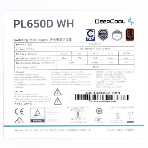 DEEPCOOL Zasilacz Deepcool PL650D WH  650W Bronze white
