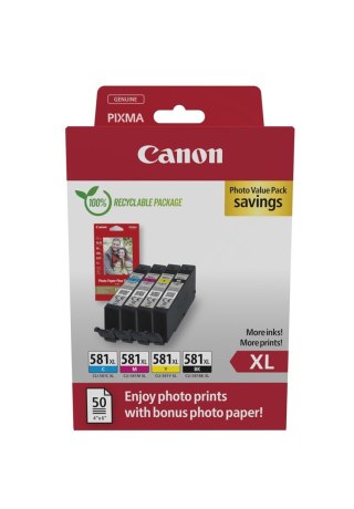 Canon Canon 2052C006 - Zestaw tuszy XL - Cyjan, Magenta, Żółty - 8.3 ml każdy - 4 sztuki - Pakiet promocyjny zdjęć