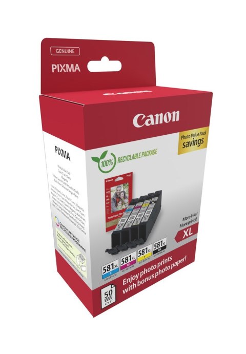 Canon Canon 2052C006 - Zestaw tuszy XL - Cyjan, Magenta, Żółty - 8.3 ml każdy - 4 sztuki - Pakiet promocyjny zdjęć