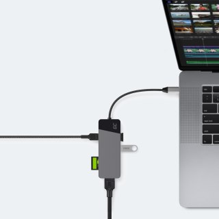 Green Cell GREEN CELL HUB USB-C ADAPTER GC CONNECT 7W1 (3XUSB 3.1, HDMI 4K 60HZ, USB-C PD 85W, MICROSD/SD)