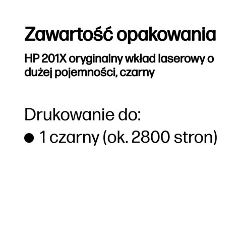 Hewlett-Packard HP 201X oryginalny wkład laserowy o dużej pojemności, czarny