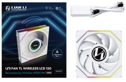 LIAN LI Wentylator Lian Li UNI FAN TL Wireless LCD Lüfter, ARGB, PWM - 120 mm, biały