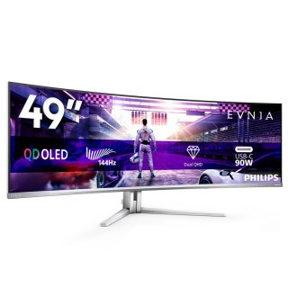 Philips Philips Evnia 8000 49M2C8900L/00 monitor komputerowy 124,2 cm (48.9") 5120 x 1440 px Dual QHD QD-OLED Biały