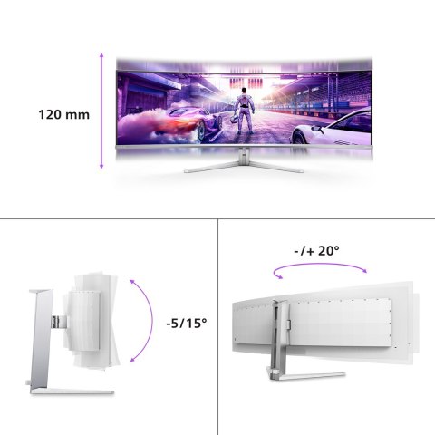 Philips Philips Evnia 8000 49M2C8900L/00 monitor komputerowy 124,2 cm (48.9") 5120 x 1440 px Dual QHD QD-OLED Biały