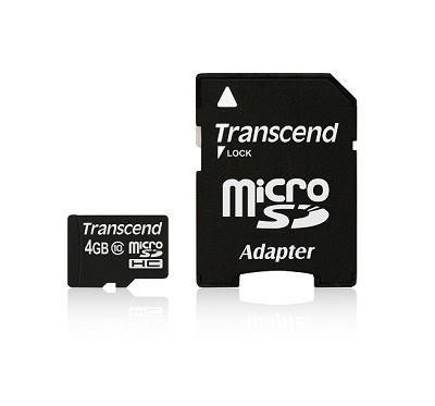 Transcend SD microSD Card 4GB Transcend SDHC Class10 w/adapter