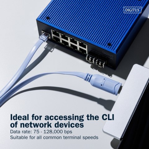 Digitus Kabel adapter do konsoli USB-A 2.0 męski do RJ45 | Chipset FTDI (FT232RNL) | jasnoniebieski | 1.8m