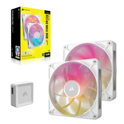 Corsair Corsair iCUE LINK RX140 MAX RGB Obudowa komputera Wentylator 14 cm Biały 2 szt.