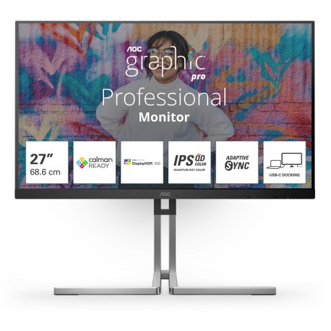 AOC AOC Q27U3CV monitor komputerowy 68,6 cm (27") 2560 x 1440 px 4K Ultra HD LCD Czarny