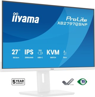 IIYAMA Iiyama ProLite XB2797QSNP-W1 monitor komputerowy 68,6 cm (27") 2560 x 1440 px Quad HD LCD Biały
