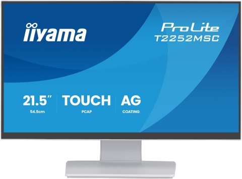 IIYAMA Iiyama ProLite T2252MSC-W2AG monitor komputerowy 54,5 cm (21.4") 1920 x 1080 px Full HD LCD Ekran dotykowy Biały