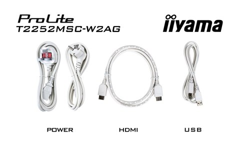 IIYAMA Iiyama ProLite T2252MSC-W2AG monitor komputerowy 54,5 cm (21.4") 1920 x 1080 px Full HD LCD Ekran dotykowy Biały
