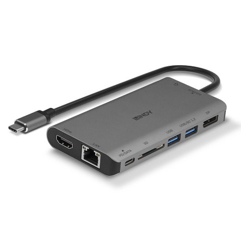 LINDY Lindy 43323 stacja dokująca Przewodowa USB 3.2 Gen 1 (3.1 Gen 1) Type-C Czarny, Szary