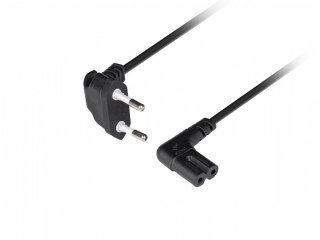 Lanberg Kabel zasilający EURO (radiowy) CEE 7/16- IEC 320 C7 1.8m kątowy VDE czarny
