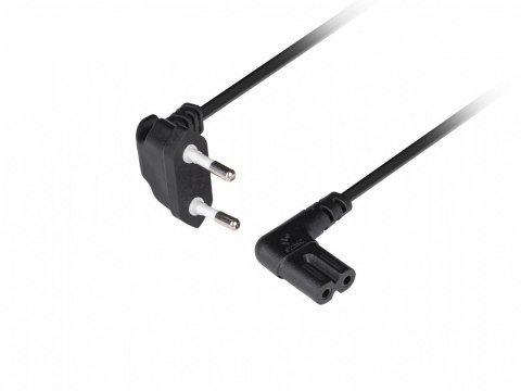 Lanberg Kabel zasilający EURO (radiowy) CEE 7/16- IEC 320 C7 1.8m kątowy VDE czarny