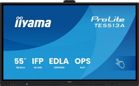 IIYAMA Monitor 55 cali ProLite TE5513A-B3AG INFRARED,40pkt,IPS,4K,500cd,1200:1,8ms WiFi,USB, ANDROID 14, Google EDLA,2x20W, uchwyt ści