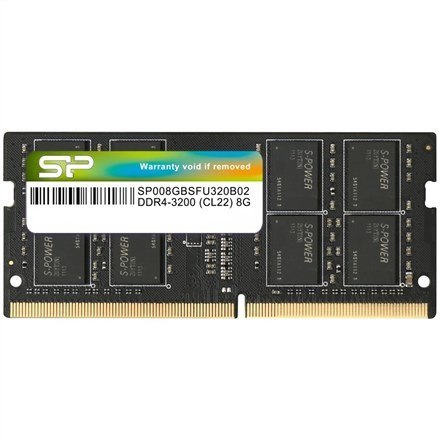 Silicon Power Pamięci RAM SILICON POWER DDR4 SODIMM 3200 MHz CL22 8 GB (SP008GBSFU320X02) Czarny
