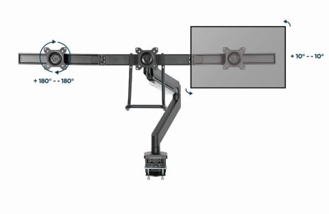 GEMBIRD GEMBIRD BIURKOWE REGULOWANE RAMIĘ/UCHWYT NA 3 MONITORY 17-27, VESA 100X100MM, DO 6 KG