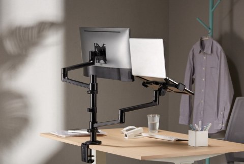 GEMBIRD GEMBIRD BIURKOWE REGULOWANE RAMIĘ/UCHWYT NA MONITOR + PODSTAWKA NA NOTEBOOKA 17-32, VESA 100X100MM, DO 8 KG