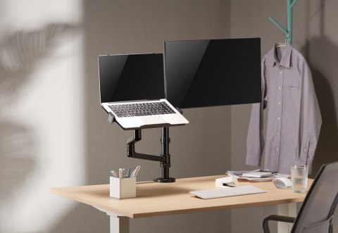 GEMBIRD GEMBIRD BIURKOWE REGULOWANE RAMIĘ/UCHWYT NA MONITOR + PODSTAWKA NA NOTEBOOKA 17-32, VESA 100X100MM, DO 8 KG
