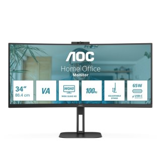 AOC AOC V5 CU34V5CW/BK LED display 86,4 cm (34") 3440 x 1440 px Wide Quad HD Czarny