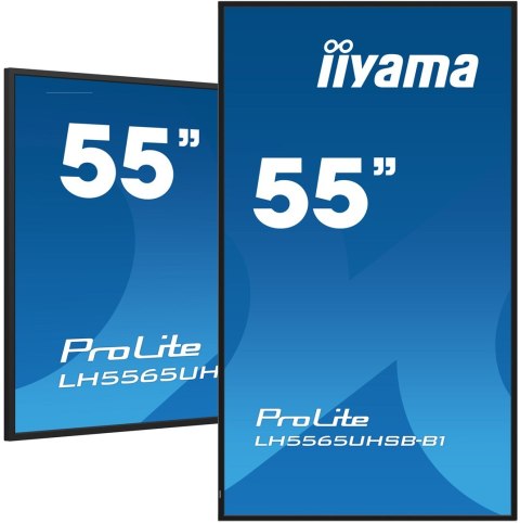 IIYAMA Iiyama LH5565UHSB-B1 signage display Kiosk 138,7 cm (54.6") LED Wi-Fi 800 cd/m2 4K Ultra HD Czarny Procesor wbudowany Android 11
