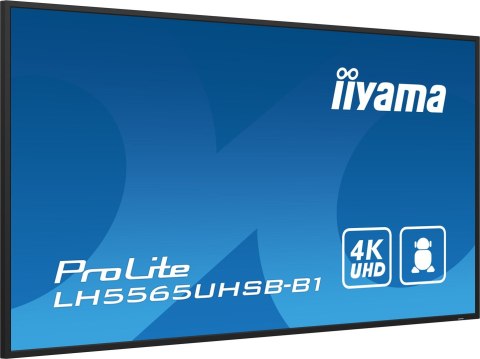 IIYAMA Iiyama LH5565UHSB-B1 signage display Kiosk 138,7 cm (54.6") LED Wi-Fi 800 cd/m2 4K Ultra HD Czarny Procesor wbudowany Android 11