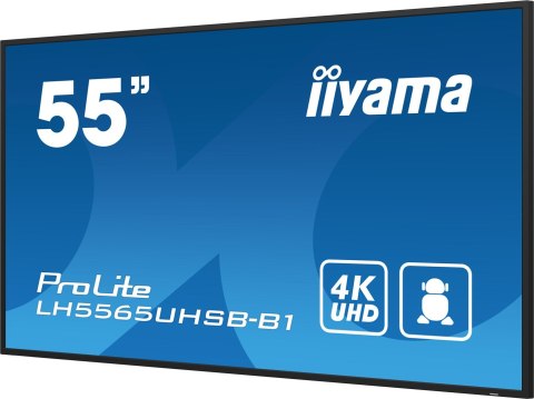 IIYAMA Iiyama LH5565UHSB-B1 signage display Kiosk 138,7 cm (54.6") LED Wi-Fi 800 cd/m2 4K Ultra HD Czarny Procesor wbudowany Android 11