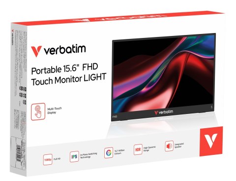 Verbatim Verbatim Portable 15.6" FHD Touch Monitor LIGHT Przenośny monitor Czarny 39,6 cm (15.6") LCD 1920 x 1080 px