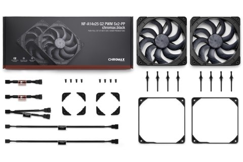Noctua Noctua 140mm NF-A14x25 G2 PWM Sx2 PP chromax.black edition - zestaw dwóch wentylatorów