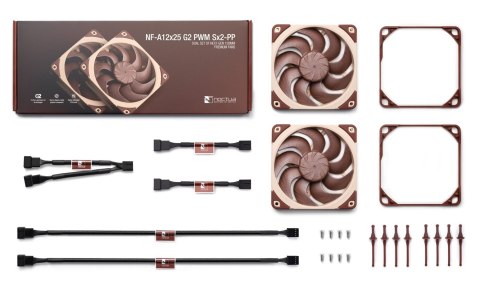 Noctua Noctua NF-A12X25 G2 PWM SX2-PP system chłodzenia komputerów Obudowa komputera Wentylator 12 cm Beżowy 2 szt.