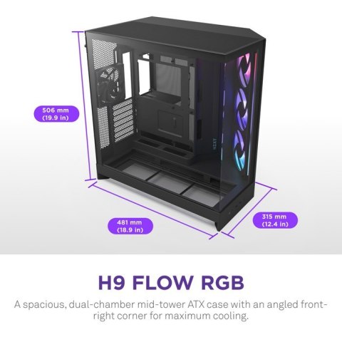 NZXT NZXT H9 Flow RGB+ Midi Tower Czarny