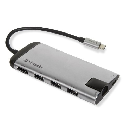 Verbatim VERBATIM MULTIPORT USB-C 3.1, 3X USB 3.0, HDMI 4K, RJ45, SD/MICRO SD 49142