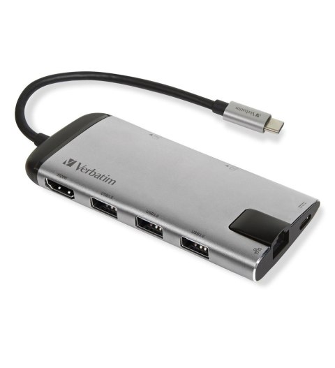 Verbatim VERBATIM MULTIPORT USB-C 3.1, 3X USB 3.0, HDMI 4K, RJ45, SD/MICRO SD 49142