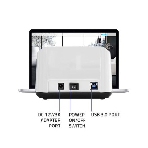 Qoltec QOLTEC STACJA DOKUJĄCA DO DYSKÓW HDD SSD 2.5" 3.5" | SATA III | USB 3.0 | SUPER SPEED 5GB/S | Z FUNKCJĄ KLONOWANIA OFFLINE