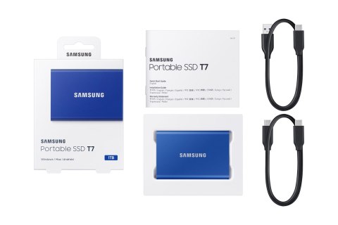 Samsung Dysk zewnętrzny SSD Samsung T7 (1TB; USB 3.2; niebieski; MU-PC1T0H/WW)