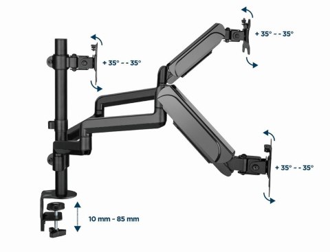 GEMBIRD GEMBIRD BIURKOWE REGULOWANE RAMIĘ/UCHWYT NA 3 MONITORY 17-27, VESA 100X100MM, DO 7 KG