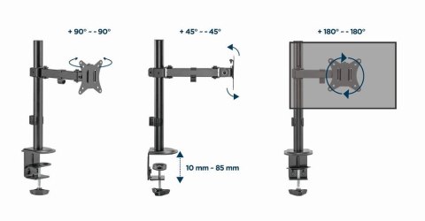 GEMBIRD GEMBIRD BIURKOWE REGULOWANE RAMIĘ/UCHWYT NA MONITOR 17-32, VESA 100X100MM, DO 9 KG